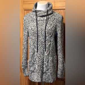 LL Bean women’s signature funnel neck sweater in navy marl